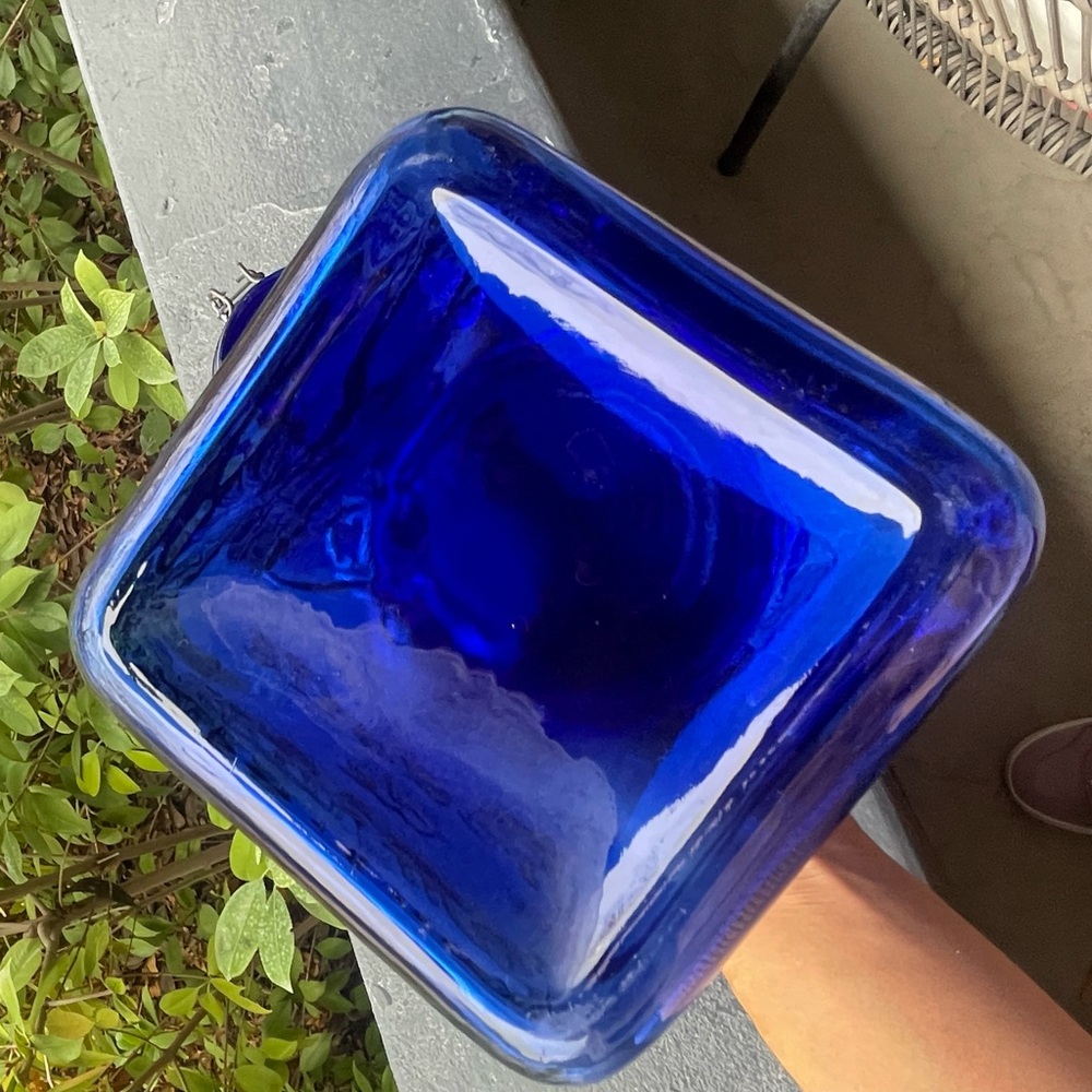 Vintage | Cobalt Blue Embossed Glass Canister - Picture 8 of 9